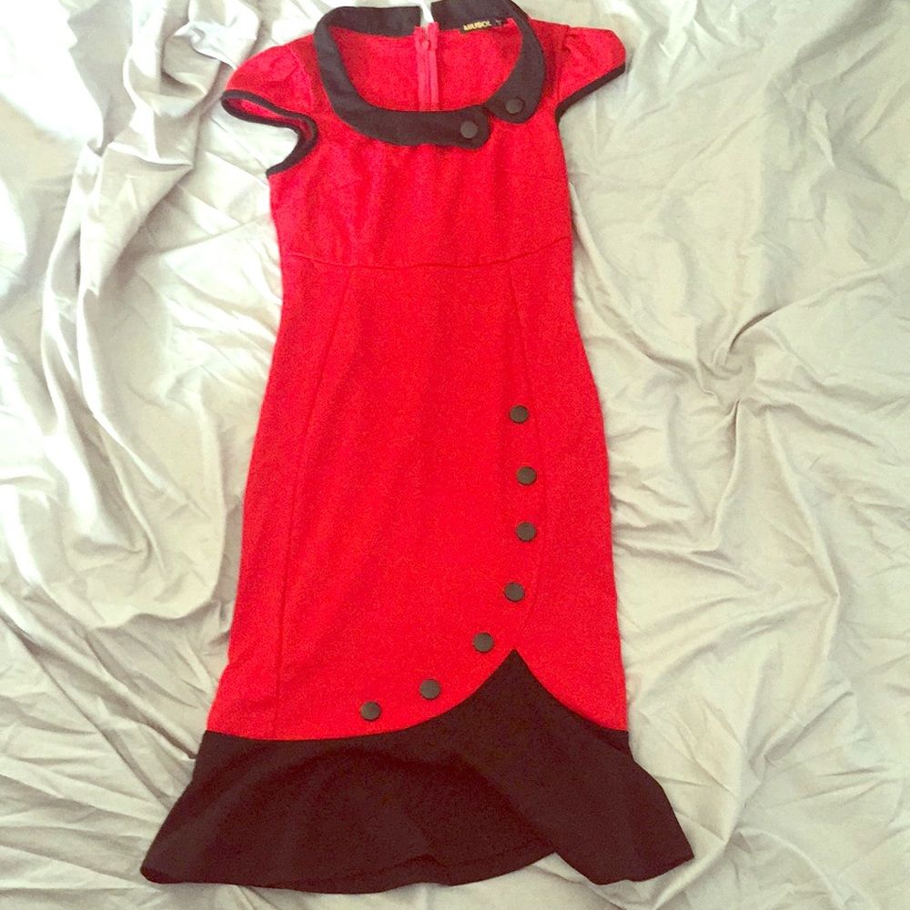 Red and black flapper style dress